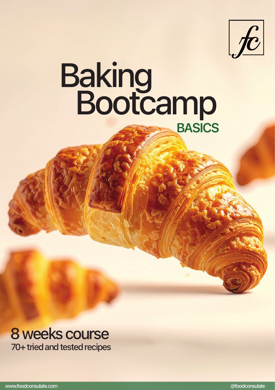 Baking Bootcamp Basics brochure cover - 8 weeks course at Food Consulate, Chennai